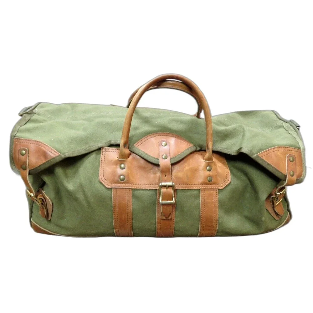 Vintage Orvis Canvas Leather Duffle Bag NO LABEL